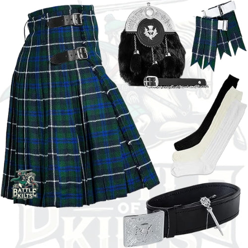 Battle Of Kilts Men’s Tartan Kilt Outfit – 7-Piece Scottish Set with Premium Accessories