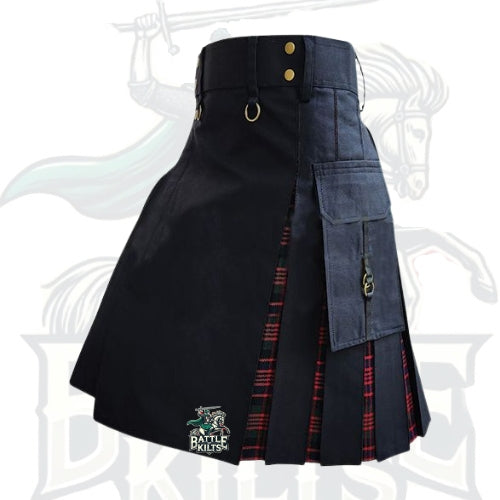 Modern Black and MacDonald Tartan Hybrid Kilt – Premium Scottish Heritage with Contemporary Edge