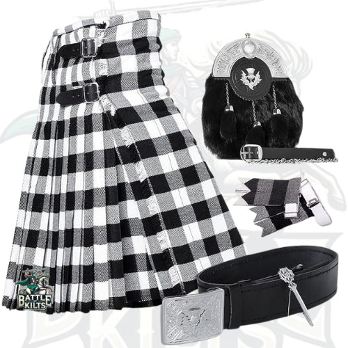 Battle Of Kilts Men’s Tartan Kilt Outfit – 6-Piece Scottish Set with Premium Accessories