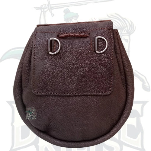 Jacobite Kilt Sporran – Brown Leather Highland Pouch with Drawstring by BattleOfKilts