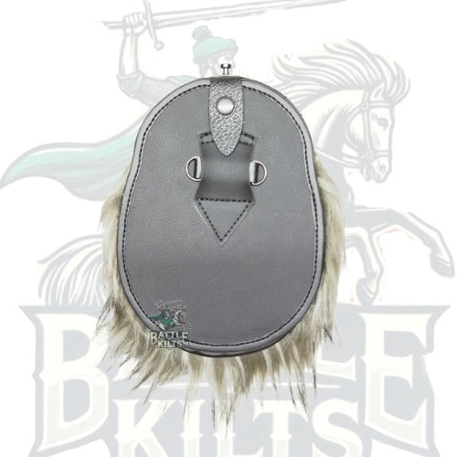 100% Vegan Gray Fur and Vegan Leather Semi-Dress Kilt Sporran – BattleOfKilts