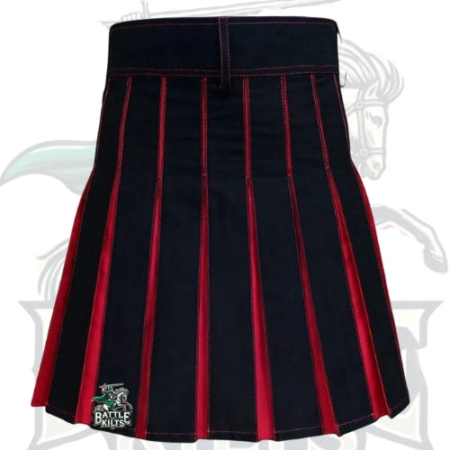 Scottish Black with Red Hybrid Kilt – Fashion Design | Brand New Stitched Kilt by BattleOfKilts