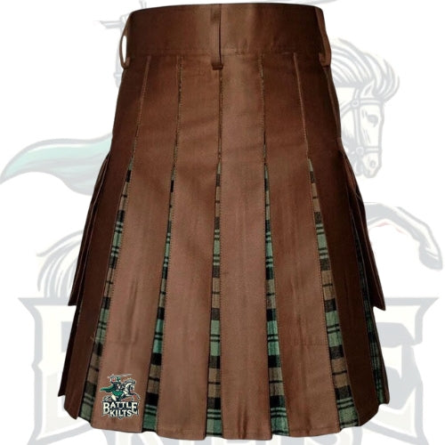 Premium Brown with Black Watch Weathered Tartan Hybrid Kilt – Scottish Heritage by BattleOfKilts