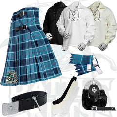 Battle Of Kilts Men’s Tartan Kilt Outfit – 8-Piece Scottish Set with Premium Accessories