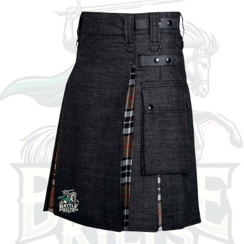 Black & Camel Thomson Tartan Hybrid Kilt – Premium Scottish-Inspired Utility Wear