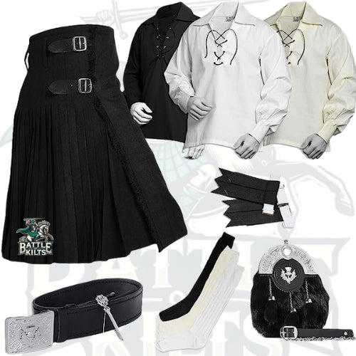 Battle Of Kilts Men’s Tartan Kilt Outfit – 9-Piece Scottish Set with Premium Accessories