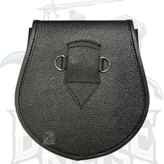 Men's Black Leather Masonic Badge Kilt Sporran – 3 Tassels with Chain Strap by BattleOfKilts