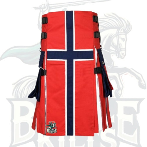 Men's Norwegian Flag Hybrid Utility Kilt