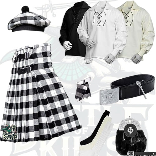 Battle Of Kilts Men’s Tartan Kilt Outfit – 9-Piece Scottish Set with Premium Accessories