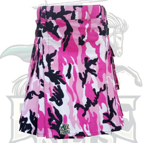 Pink Camouflage Kilt – Handmade Tactical Utility Kilt for Men