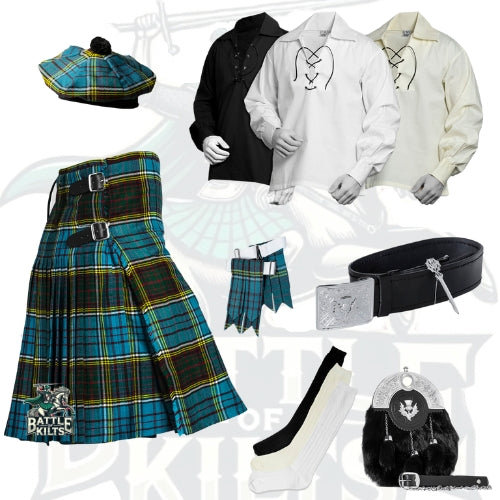 Battle Of Kilts Men’s Tartan Kilt Outfit – 9-Piece Scottish Set with Premium Accessories