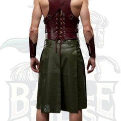Gladiator Warrior Leather Costume for Men – Handmade Real Leather Kilt