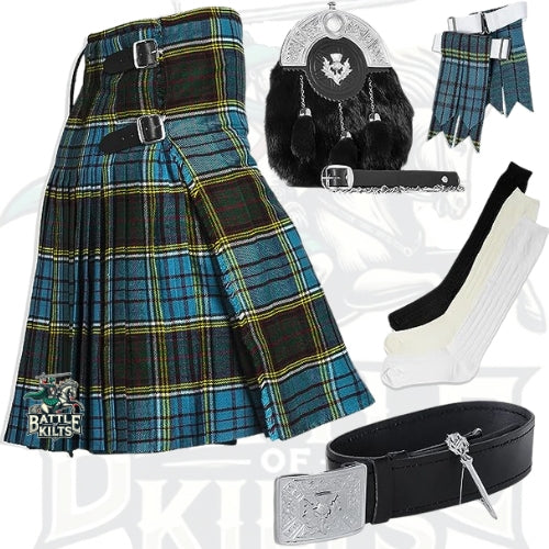 Battle Of Kilts Men’s Tartan Kilt Outfit – 7-Piece Scottish Set with Premium Accessories