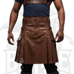 Genuine Brown Leather Kilt & Harness Set – Handmade Gladiator Cosplay Costume