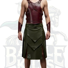 Gladiator Warrior Leather Costume for Men – Handmade Real Leather Kilt