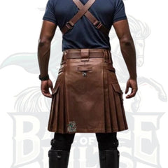 Genuine Brown Leather Kilt & Harness Set – Handmade Gladiator Cosplay Costume