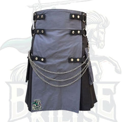 Black and Gray Two-Tone Gothic Utility Kilt – Premium Gothic & Alternative Wear