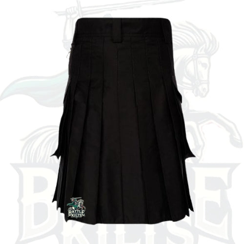 Men's Black Firefighter Turnout Kilt – Reflective Safety Utility Kilt