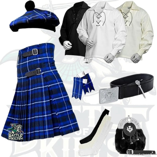 Battle Of Kilts Men’s Tartan Kilt Outfit – 9-Piece Scottish Set with Premium Accessories