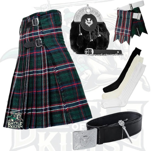Battle Of Kilts Men’s Tartan Kilt Outfit – 7-Piece Scottish Set with Premium Accessories