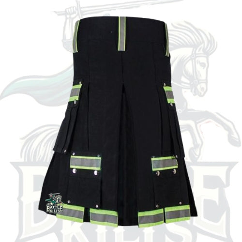Black Firefighter Utility Kilt with Double Cargo Pockets