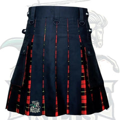 Scottish Handmade Hybrid Utility Black Cotton & Wallace Tartan Kilt for Men – Bold Scottish Heritage by BattleOfKilts