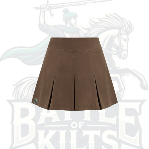 100% Cotton Mid-Rise Belted Pleated Mini Skirt