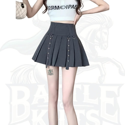 High-Waist A-Line Pleated Skirt – Solid Color Casual Style for Women
