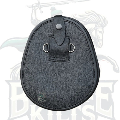 Men’s Scottish Thistle Badge Black Leather Sporran – 3 Tassels with Chain Strap by BattleOfKilts