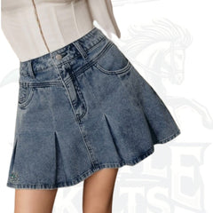 Denim Pleated Mini Skirt for Women – Casual & Trendy Fashion