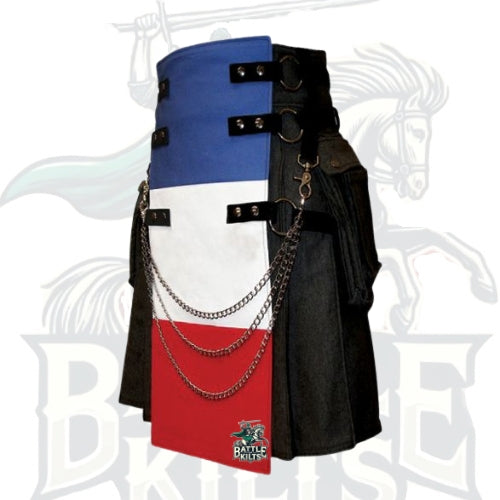 Patriotic Gothic French Flag Kilt – Handmade Utility Kilt