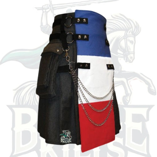 Patriotic Gothic French Flag Kilt – Handmade Utility Kilt