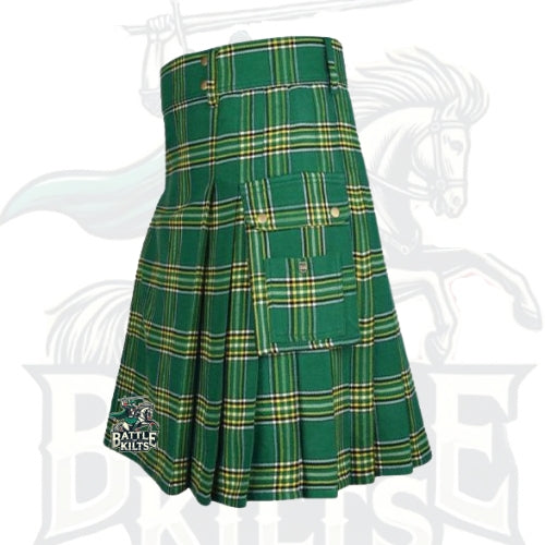 Battle of Kilts – Men’s Irish Green Tartan Utility Kilt