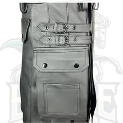 Black Leather Kilt for Men – Handmade Genuine Leather with Utility Pockets