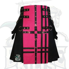 Black and Pink Gothic Utility Kilt – Premium Gothic & Alternative Wear