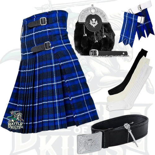 Battle Of Kilts Men’s Tartan Kilt Outfit – 7-Piece Scottish Set with Premium Accessories