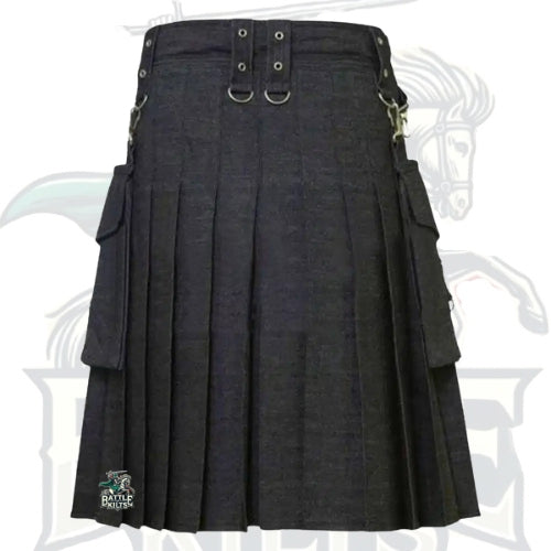 Black Denim Utility Kilt for Men – Modern Workwear