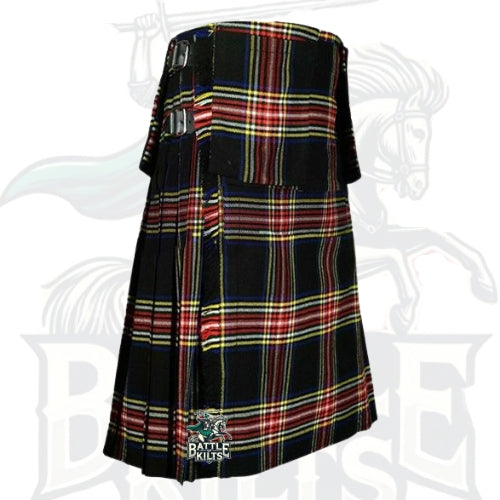 Battle of Kilts – Modern Black Stewart Tartan Utility Kilt