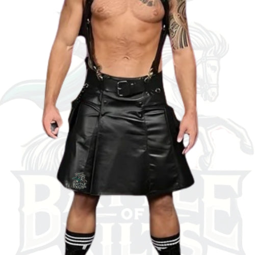 Harness Handmade Stylish Leather Cosplay Kilt with Suspender Belt – Premium Costume