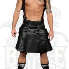 Harness Handmade Stylish Leather Cosplay Kilt with Suspender Belt – Premium Costume