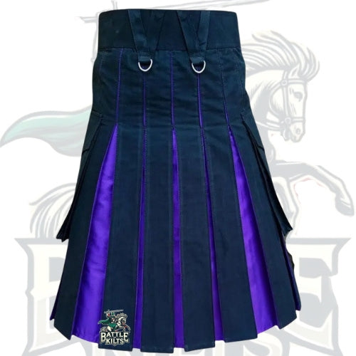 Scottish Black with Purple Hybrid Modern Kilt for Men – Brand New Design | BattleOfKilts