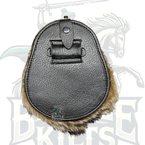 Scottish Handmade Brown Fur Leather Kilt Sporran with Stag Head & Feather Accent – Battle of Kilts