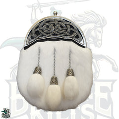 Dress Sporran – White Rabbit with Pewter Cantle by BattleOfKilts
