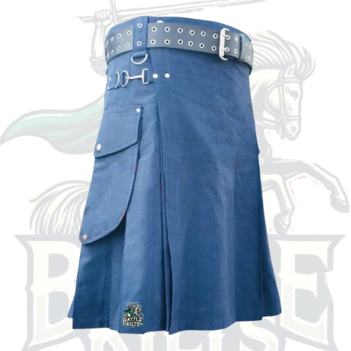 Navy Blue Utility Kilt with Belt – Durable & Stylish Modern Work Kilt