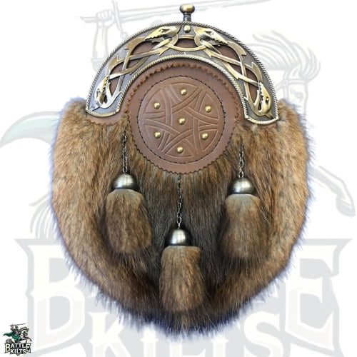 Antique Brass Dress Sporran with Musquash Skin – Premium Highland Accessory by BattleOfKilts