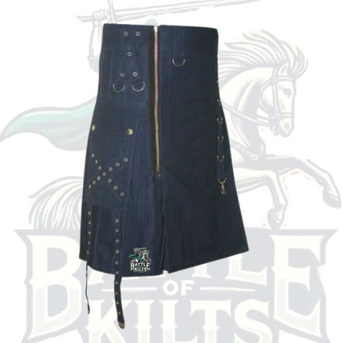 Modern Navy Blue Utility Kilt with Side Zip – Functional & Stylish Men’s Kilt