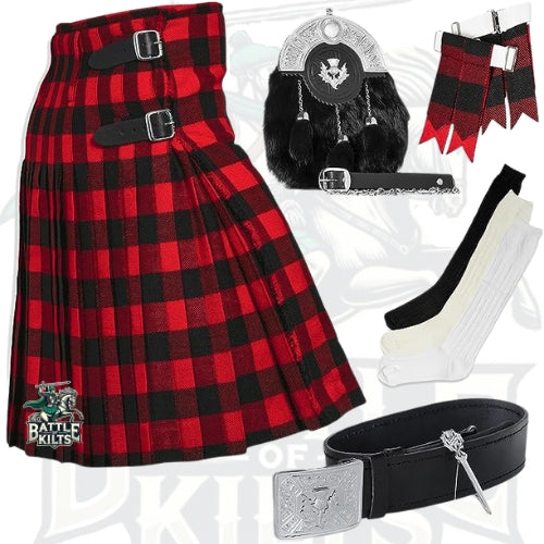 Battle Of Kilts Men’s Tartan Kilt Outfit – 7-Piece Scottish Set with Premium Accessories
