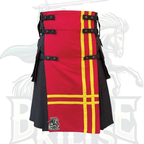 Black and Red Gothic Utility Kilt – Premium Gothic & Alternative Wear