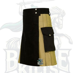 Black and Khaki Utility Hybrid Kilt – Premium Tactical & Scottish-Inspired Wear