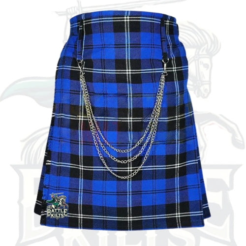 Battle of Kilts – Ramsay Blue Tartan Utility Kilt with Chains